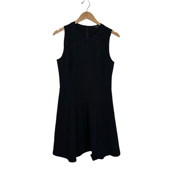 Madewell Minimalist Black Sleeveless Dress Lace Inset Lined Fit and Flare SZ 6 - Picture 5 of 8